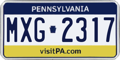 PA license plate MXG2317