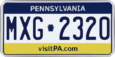 PA license plate MXG2320