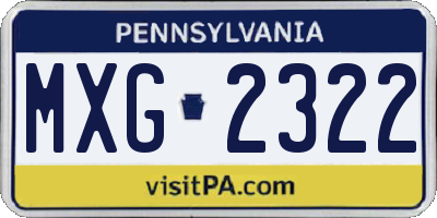 PA license plate MXG2322