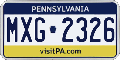 PA license plate MXG2326