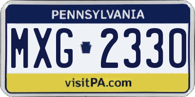 PA license plate MXG2330