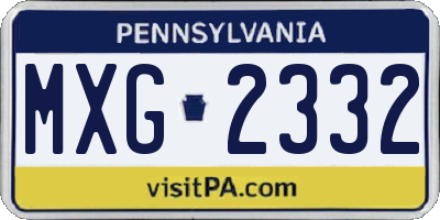 PA license plate MXG2332