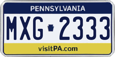 PA license plate MXG2333