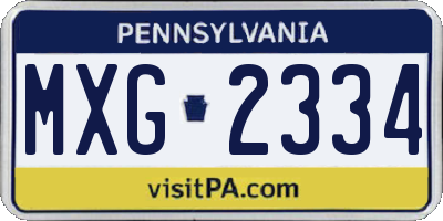 PA license plate MXG2334