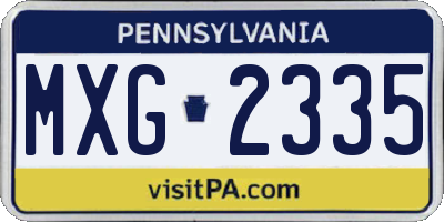 PA license plate MXG2335