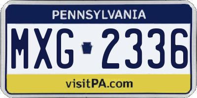 PA license plate MXG2336