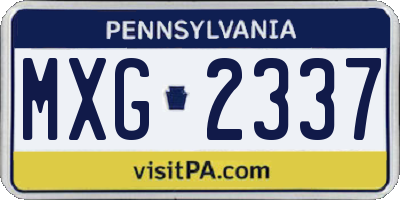 PA license plate MXG2337