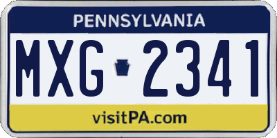 PA license plate MXG2341