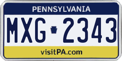 PA license plate MXG2343