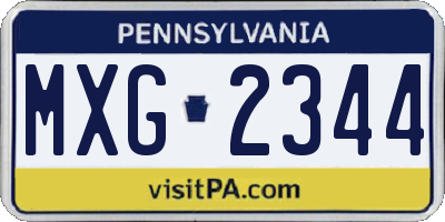 PA license plate MXG2344