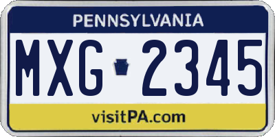 PA license plate MXG2345