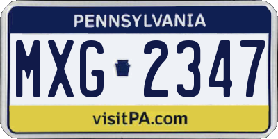 PA license plate MXG2347