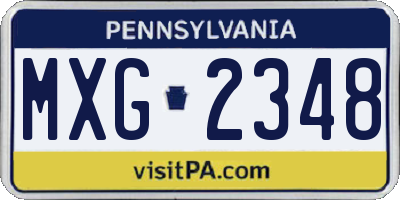 PA license plate MXG2348