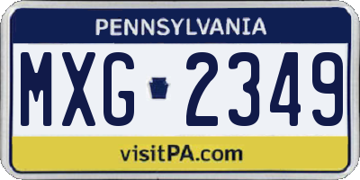 PA license plate MXG2349