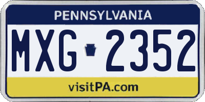 PA license plate MXG2352