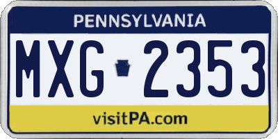 PA license plate MXG2353