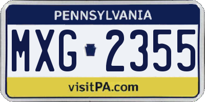 PA license plate MXG2355