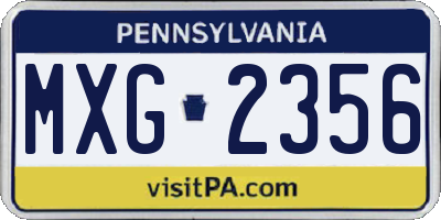 PA license plate MXG2356