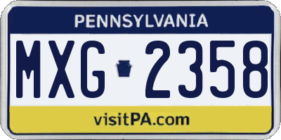 PA license plate MXG2358