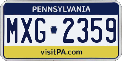 PA license plate MXG2359