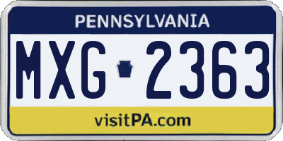 PA license plate MXG2363
