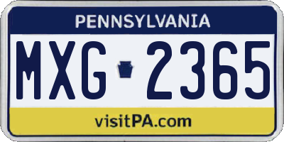 PA license plate MXG2365