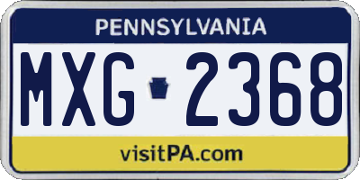 PA license plate MXG2368