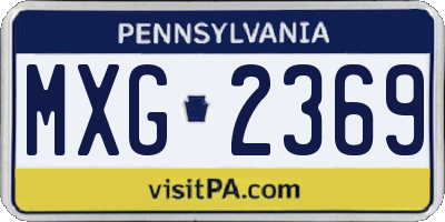 PA license plate MXG2369