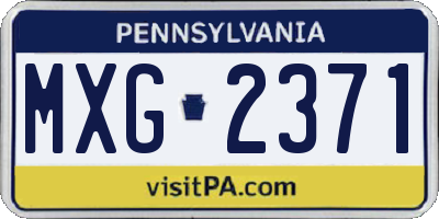 PA license plate MXG2371