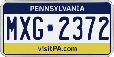 PA license plate MXG2372