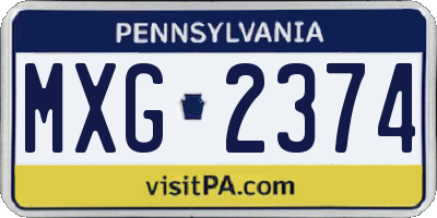 PA license plate MXG2374
