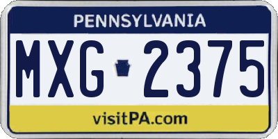 PA license plate MXG2375