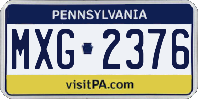 PA license plate MXG2376