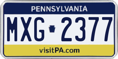 PA license plate MXG2377