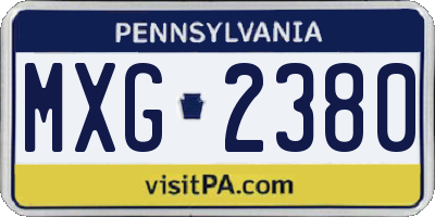 PA license plate MXG2380