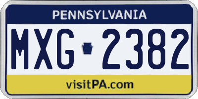 PA license plate MXG2382