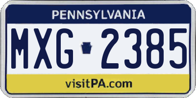 PA license plate MXG2385