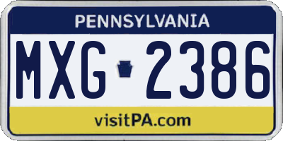 PA license plate MXG2386