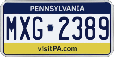 PA license plate MXG2389