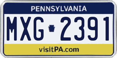 PA license plate MXG2391