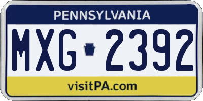 PA license plate MXG2392