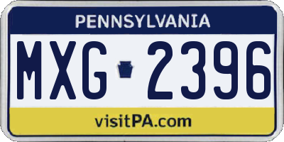 PA license plate MXG2396