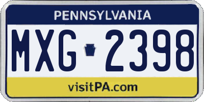 PA license plate MXG2398