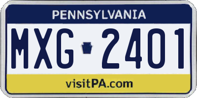 PA license plate MXG2401