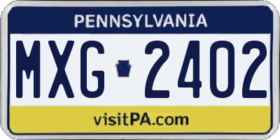 PA license plate MXG2402