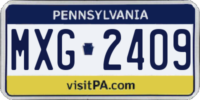 PA license plate MXG2409