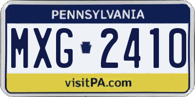 PA license plate MXG2410