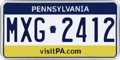 PA license plate MXG2412