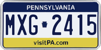 PA license plate MXG2415