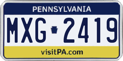 PA license plate MXG2419